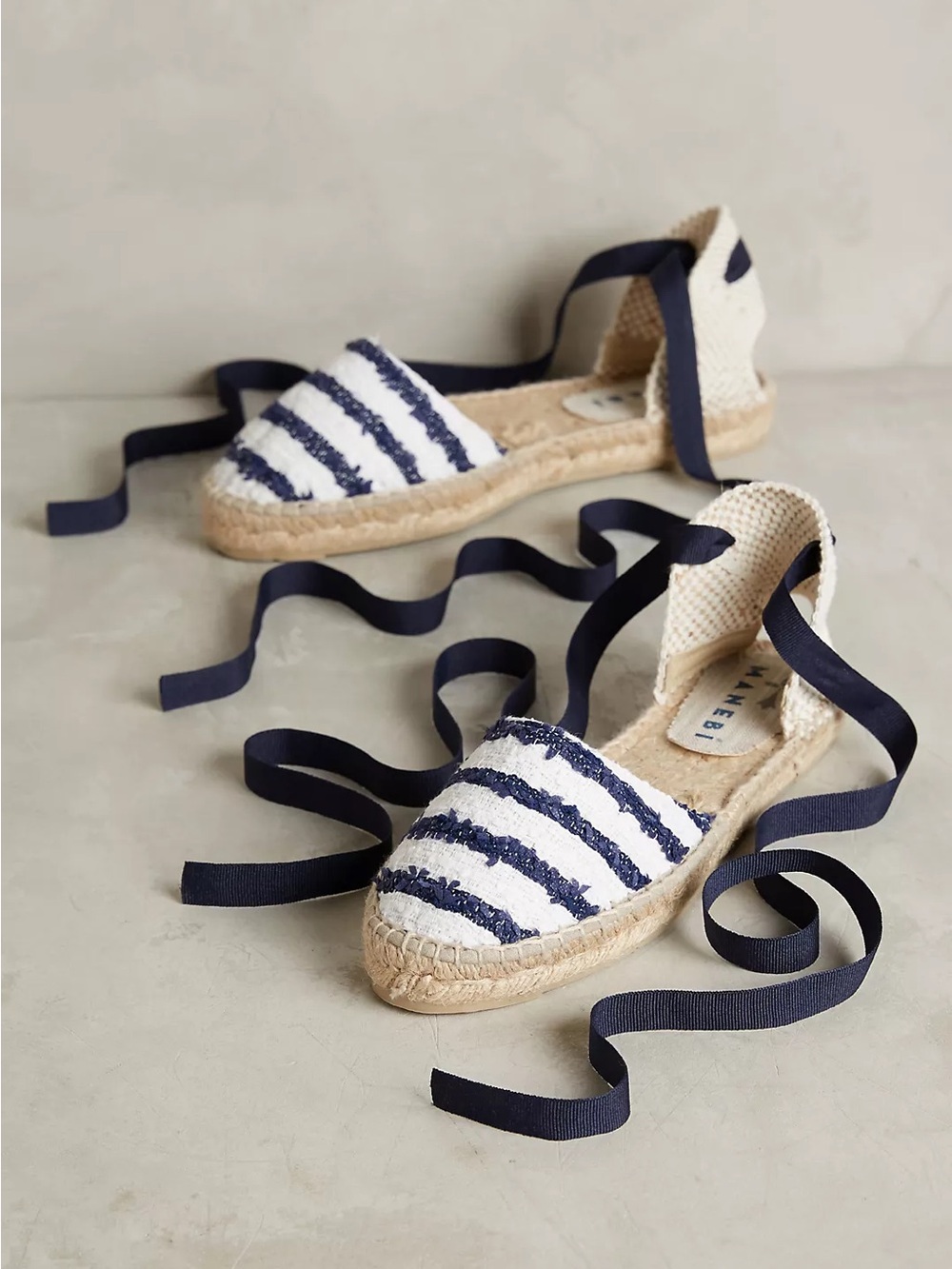 Manebi D'Orsay Striped Espadrilles